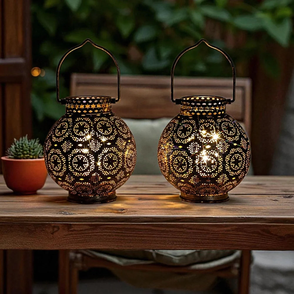 Moroccan Metal Table Lamp — Set of 2