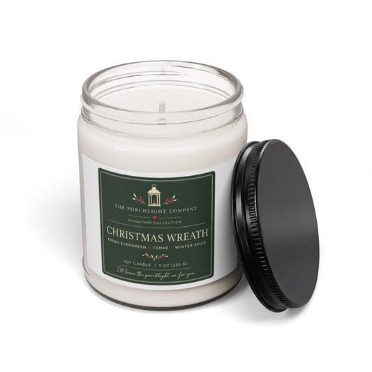 Christmas Wreath Soy Candle, 9oz