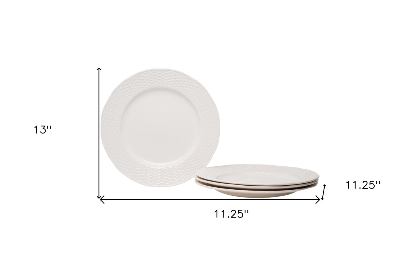 White Four Piece Weave Stoneware Service For Four Dinner Plate Set-7
