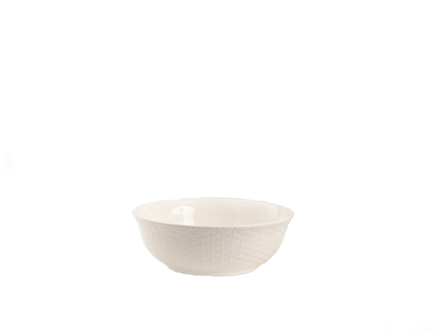 White Four Piece Round Weave Stoneware Service For Four Bowl Set-3