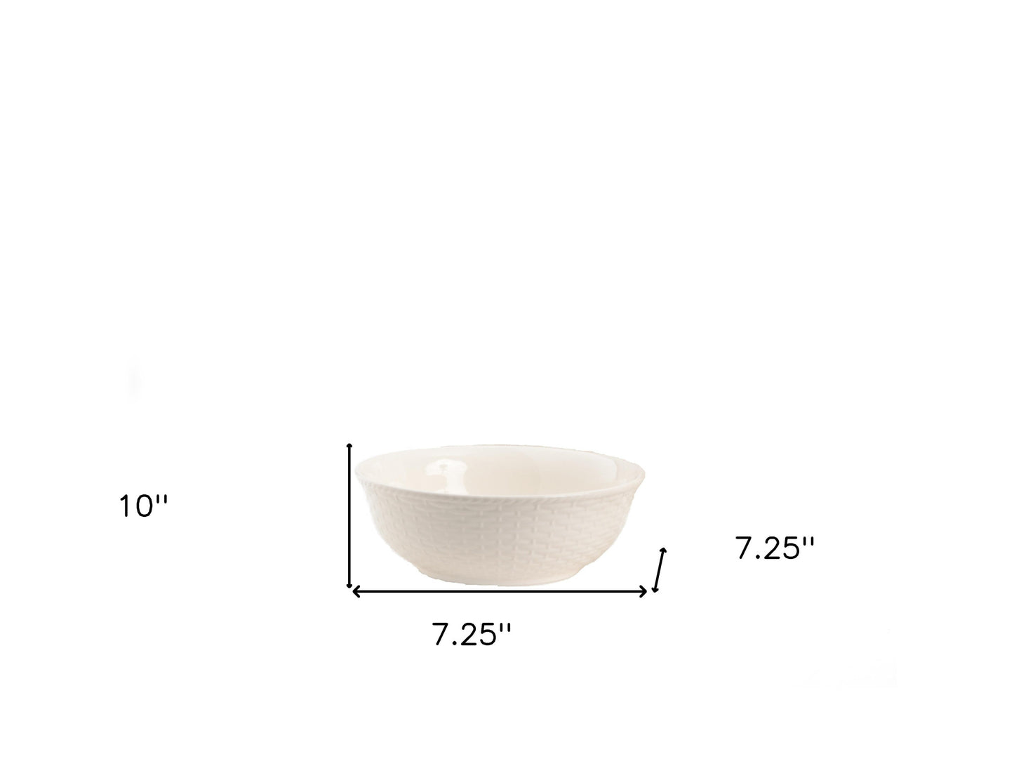 White Four Piece Round Weave Stoneware Service For Four Bowl Set-5