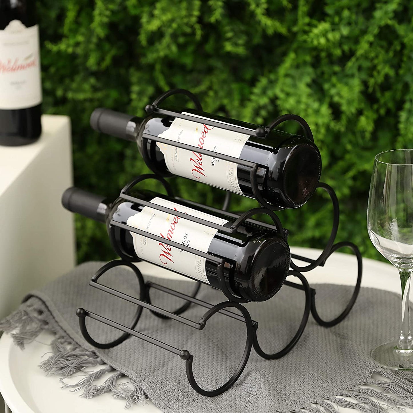 Iron Tabletop Wine Rack — Honeycomb Black