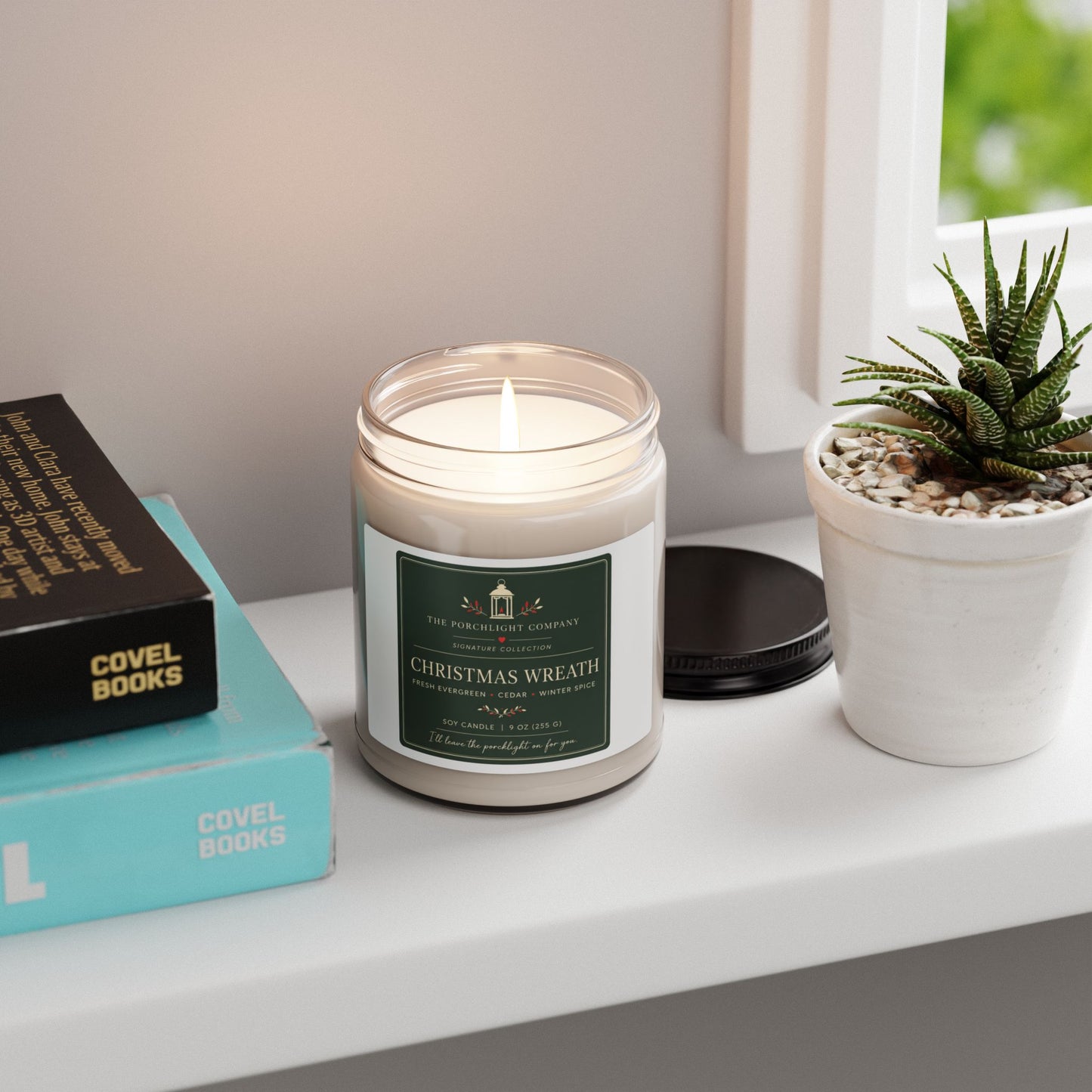 Christmas Wreath Soy Candle, 9oz