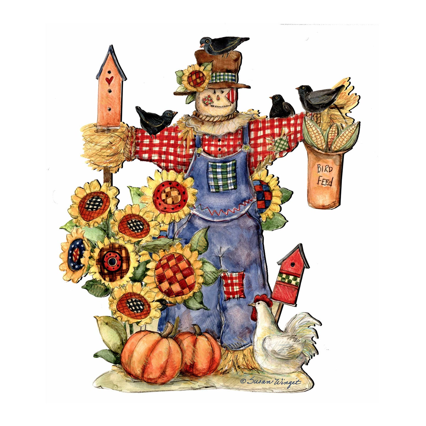 Fall Harvest Scarecrow Door Decor by Susan Winget - Thanksgiving Halloween Decor - 8471201H-SW-4