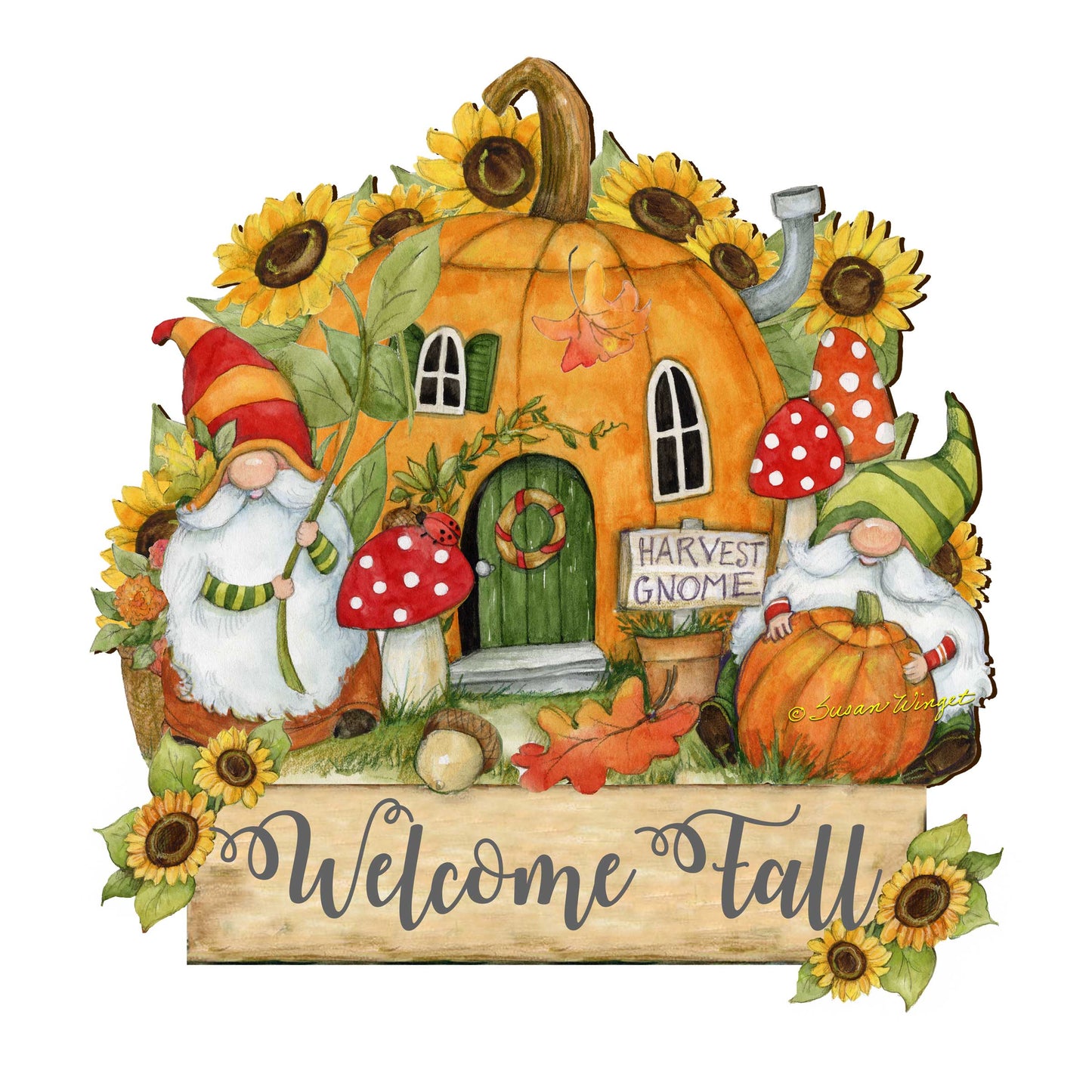 Fall Decor Harvest Welcome Sign Welcome Fall Cornucopia Door Decor Handmade Gift Autumn Porch Decor by Susan Winget - 8471209H-SW-4