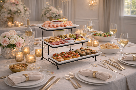 Gibson Elite Gracious Dining 3-Tiered Plate Set with Metal Stand