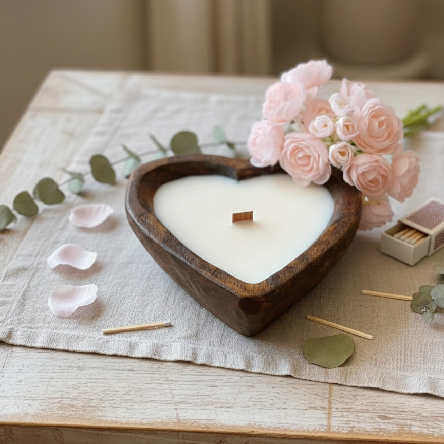 Dough Bowl Candle | Soy Wax Candle | Heart Bowl Candle