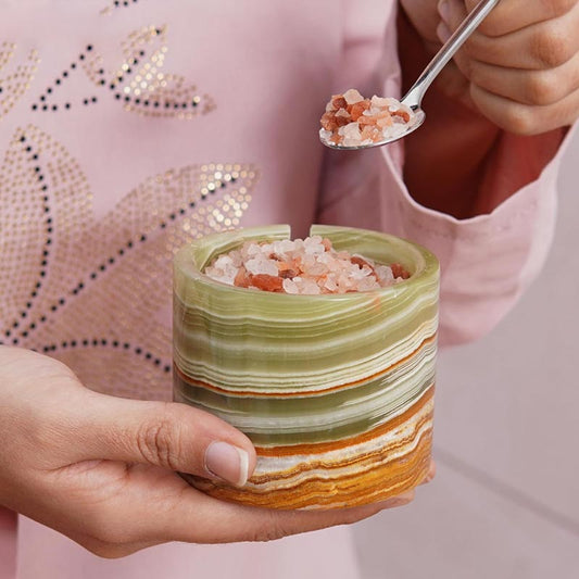 Salt Cellar with Lid, Spoon and Tray - Marble Serving Tray