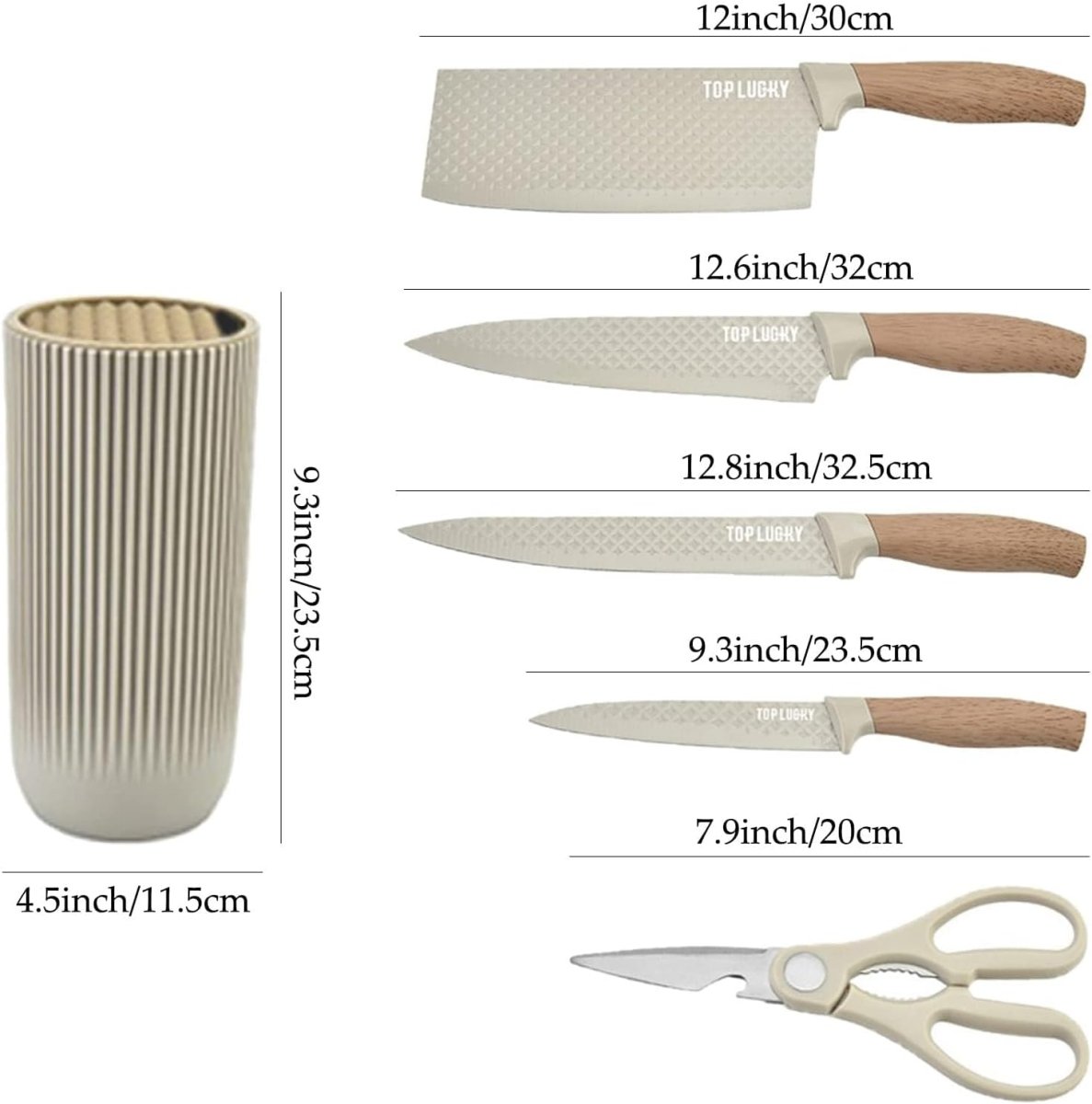 NNEDSZ 6-Piece Kitchen Knife Set Non-Stick Stainless Steel Blades with Universal Knife Block