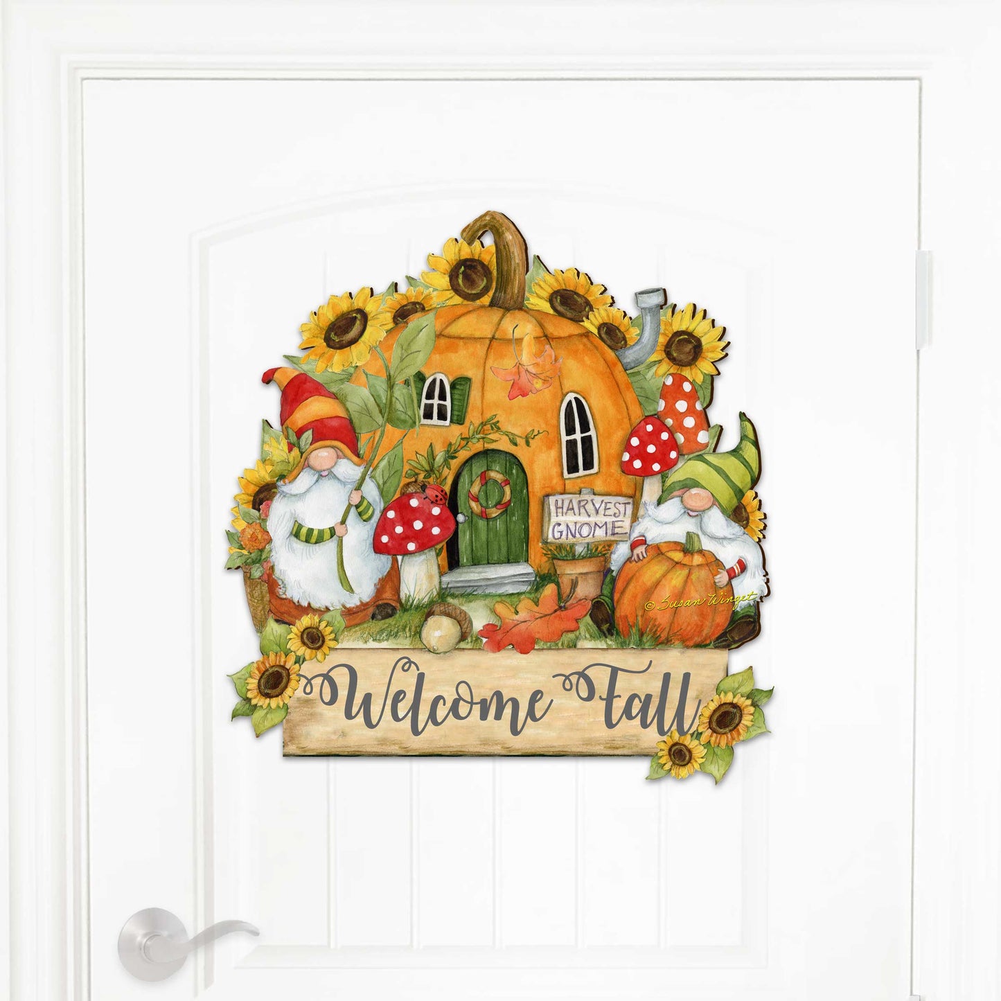 Fall Decor Harvest Welcome Sign Welcome Fall Cornucopia Door Decor Handmade Gift Autumn Porch Decor by Susan Winget - 8471209H-SW-1