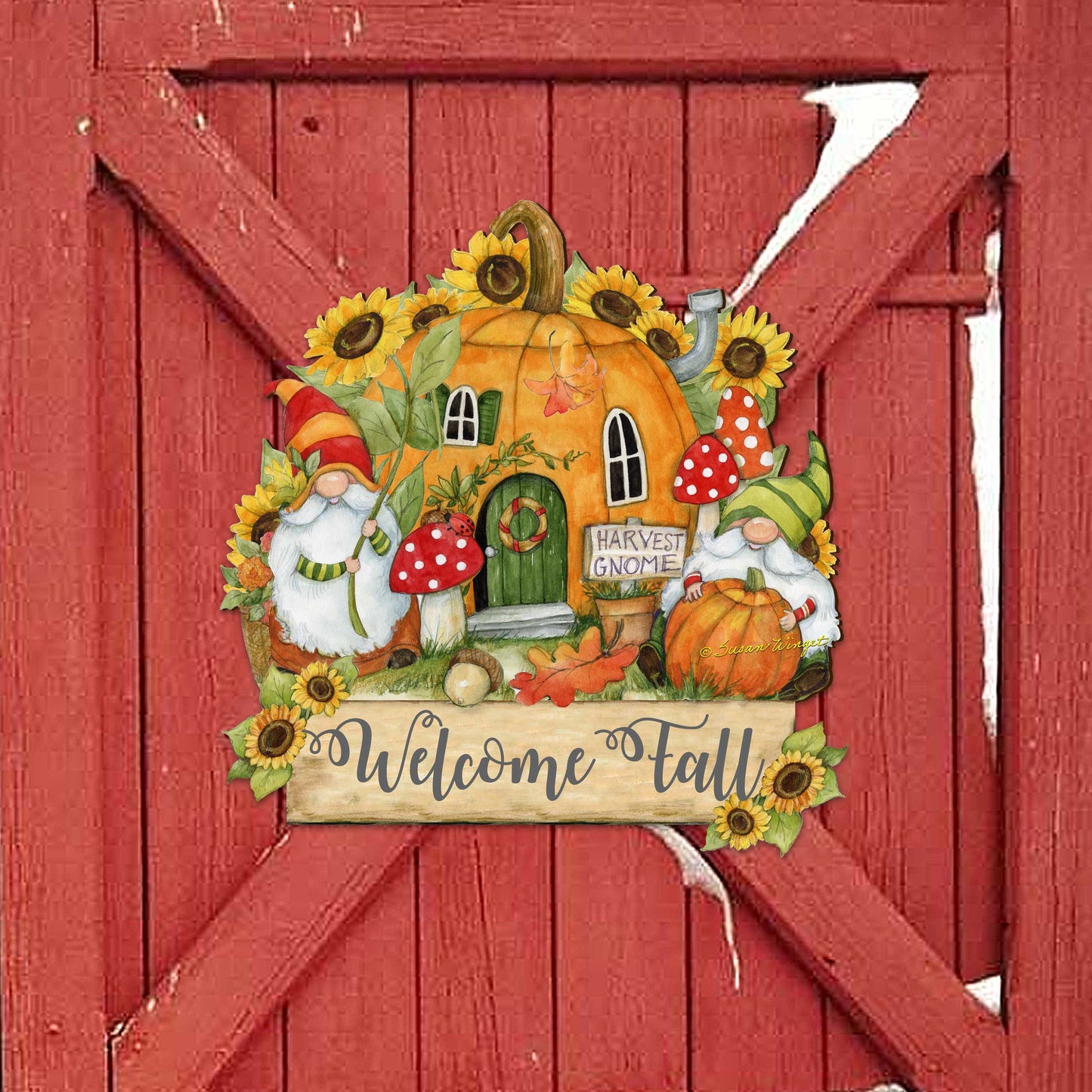 Fall Decor Harvest Welcome Sign Welcome Fall Cornucopia Door Decor Handmade Gift Autumn Porch Decor by Susan Winget - 8471209H-SW-2