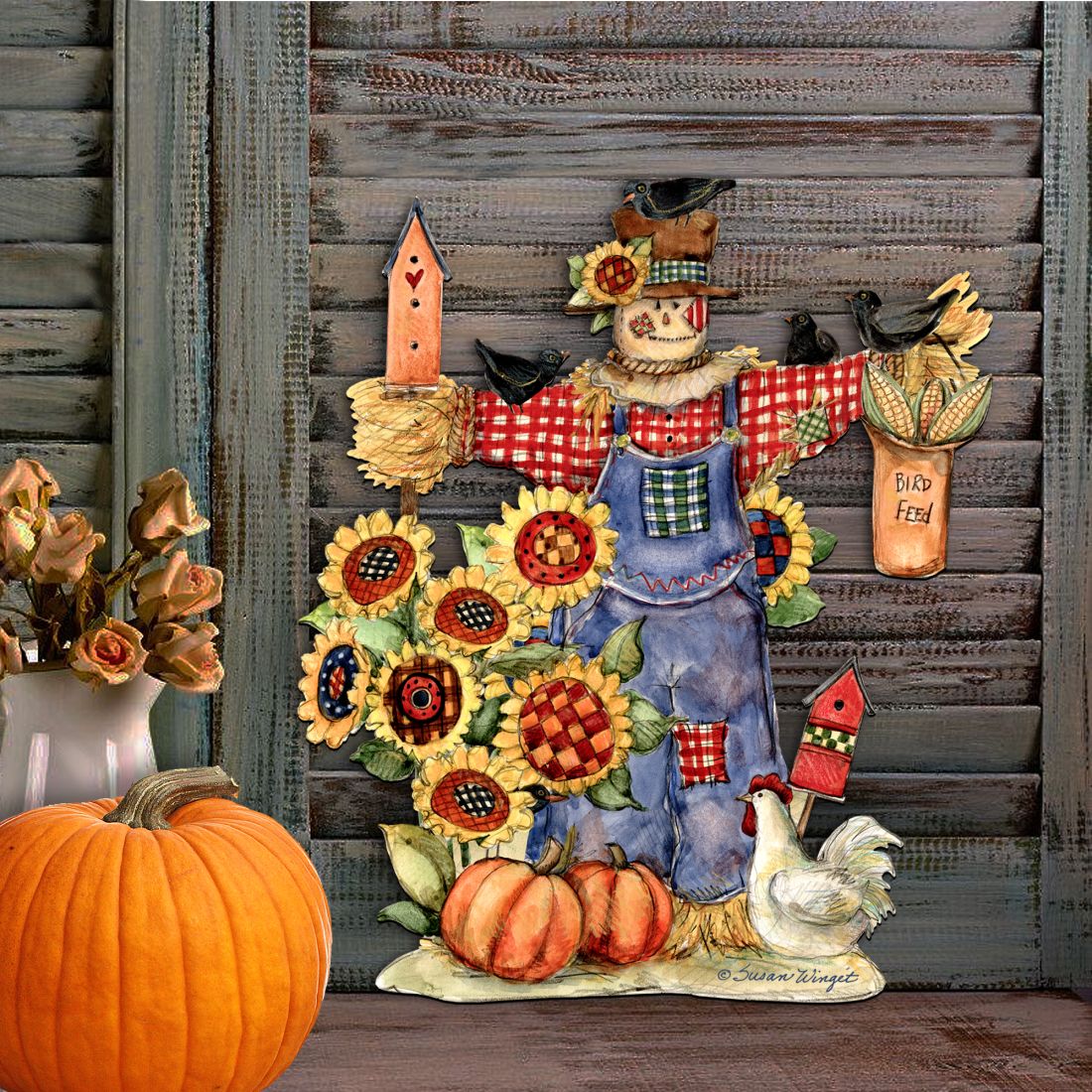 Fall Harvest Scarecrow Door Decor by Susan Winget - Thanksgiving Halloween Decor - 8471201H-SW-2