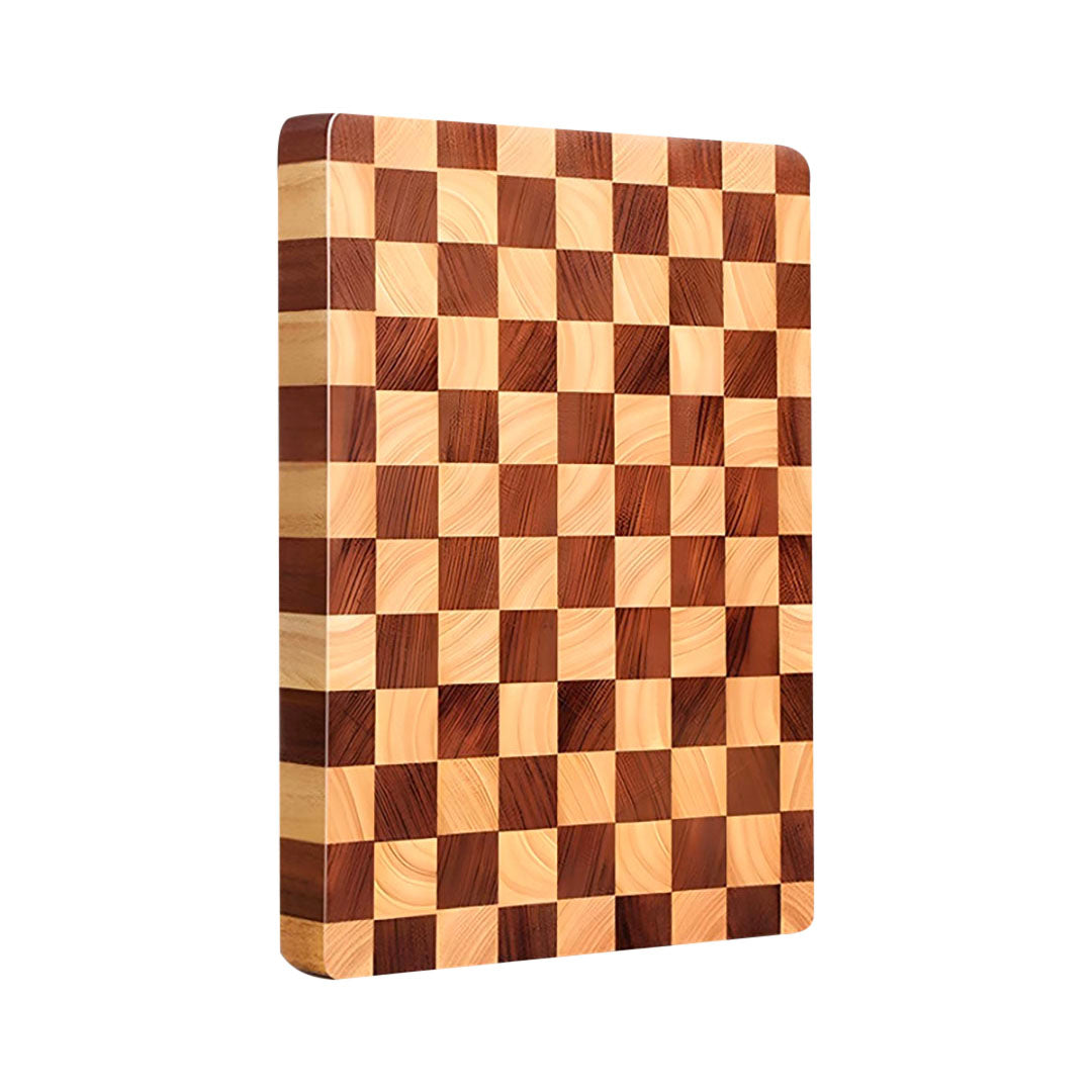 SOGA 40cm Premium Checkered Pattern Wooden Multi-Wood Cutting Board