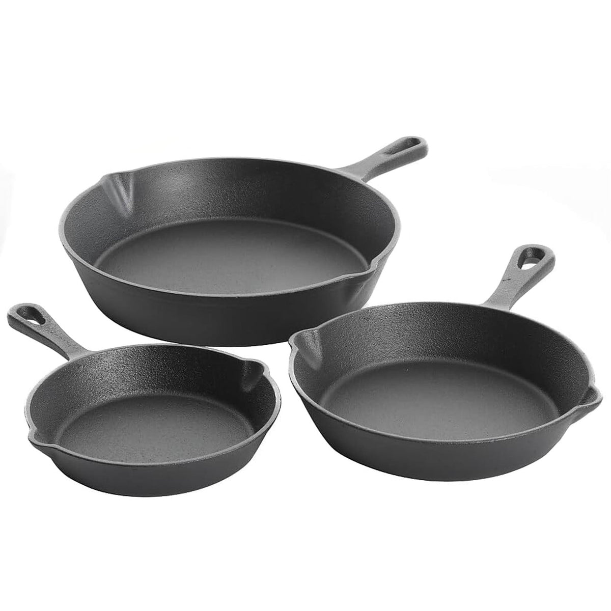 Gibson Home Brickstone 3 Piece Pre-Seasoned Cast Iron Skillet Set in Black-0