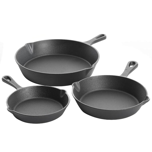 Gibson Home Brickstone 3 Piece Pre-Seasoned Cast Iron Skillet Set in Black-0