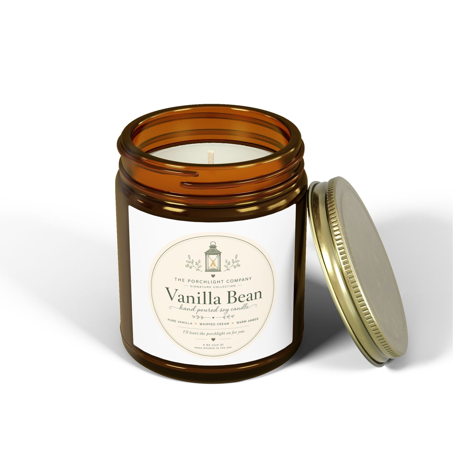 Vanilla Bean Scented Candle — Coconut Apricot Wax (4oz & 9oz)