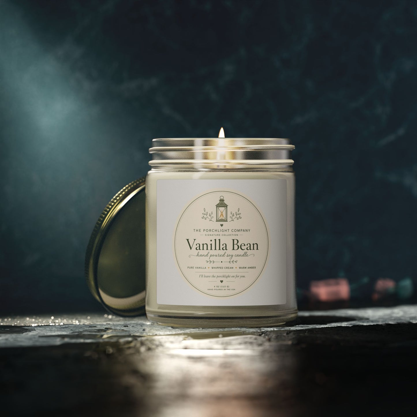 Vanilla Bean Scented Candle — Coconut Apricot Wax (4oz & 9oz)