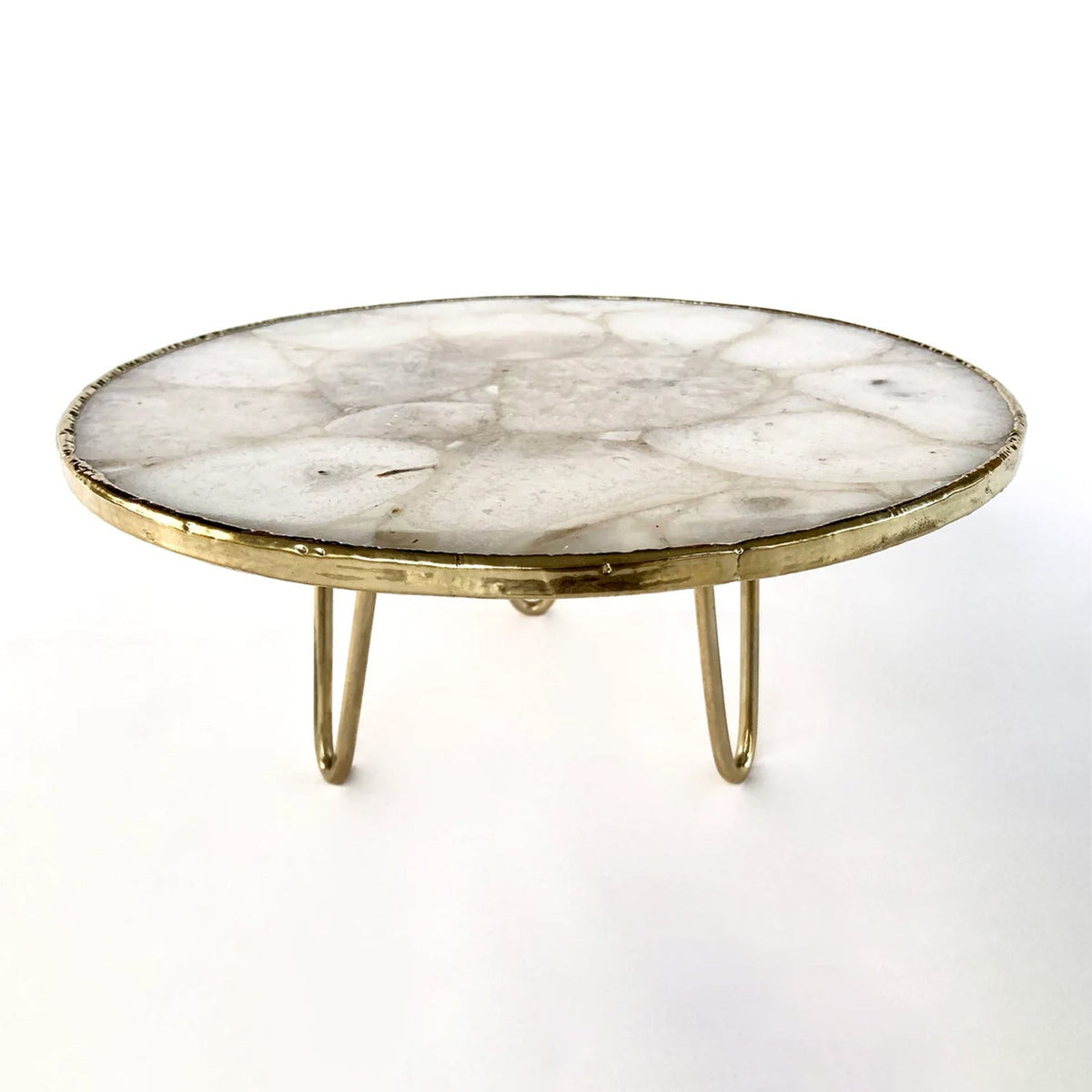 White Crystal Agate Cake Stand, 10"