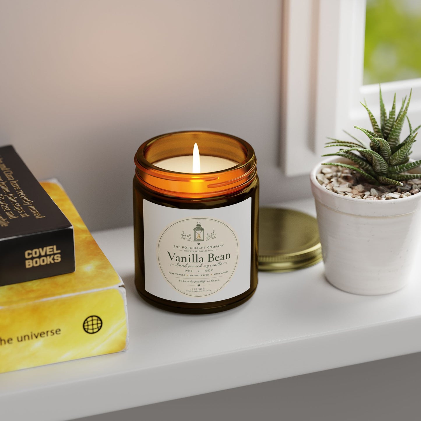 Vanilla Bean Scented Candle — Coconut Apricot Wax (4oz & 9oz)