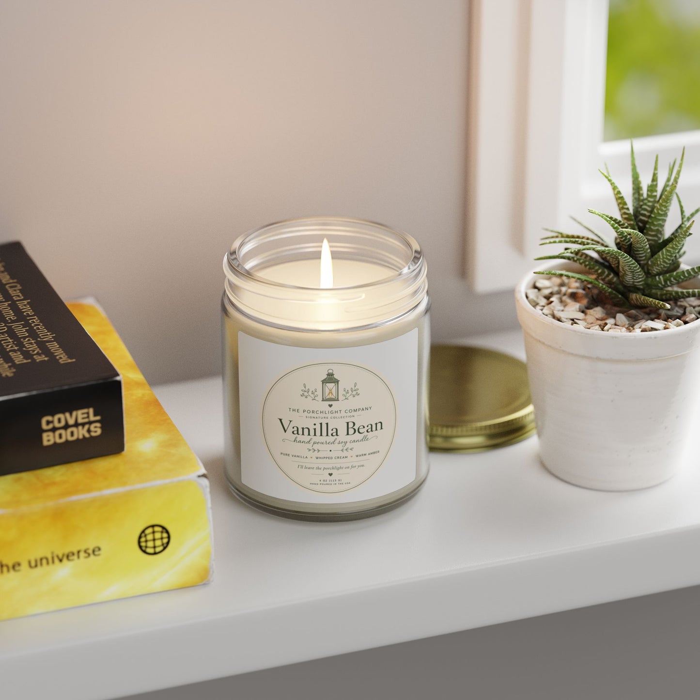 Vanilla Bean Scented Candle — Coconut Apricot Wax (4oz & 9oz)