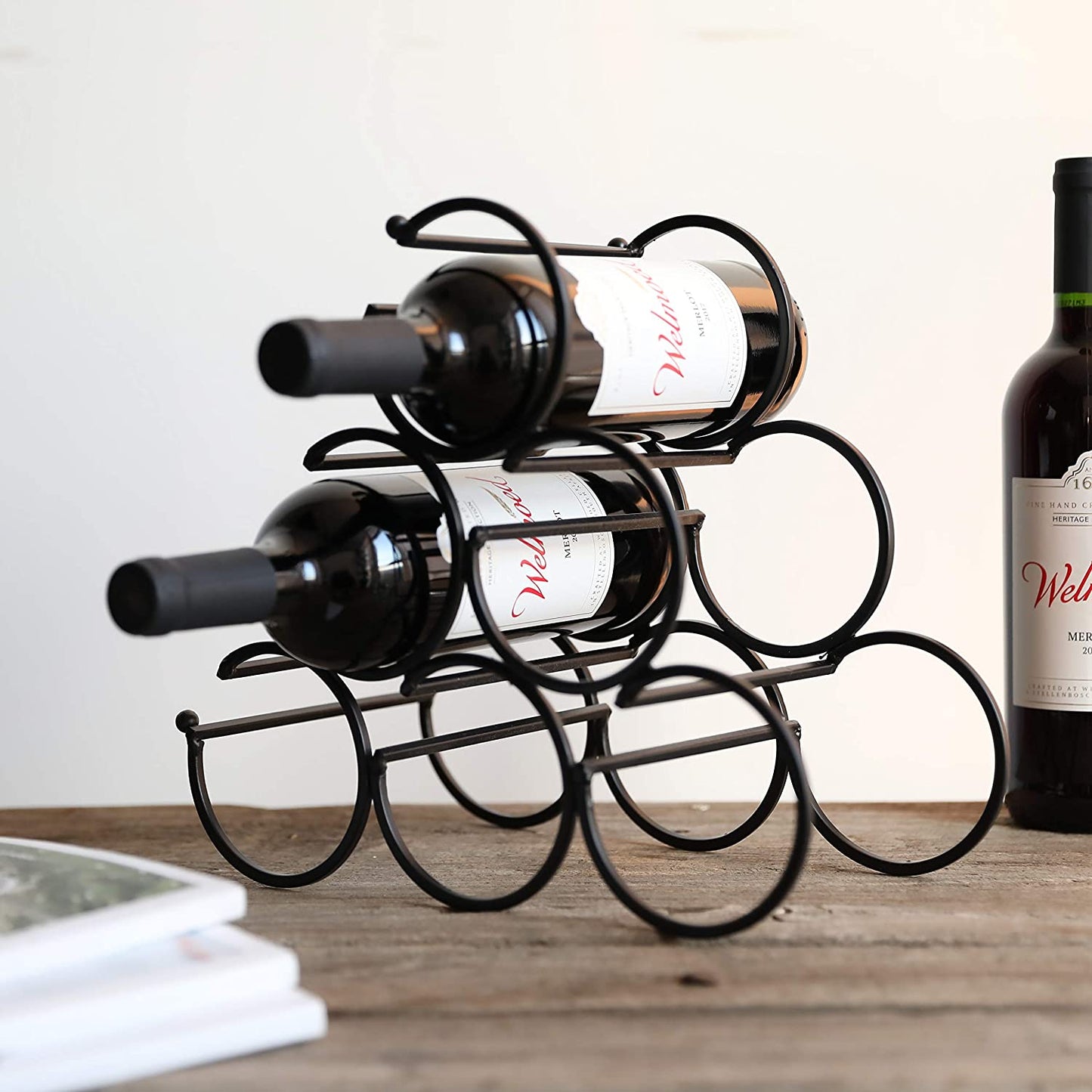 Iron Tabletop Wine Rack — Honeycomb Black