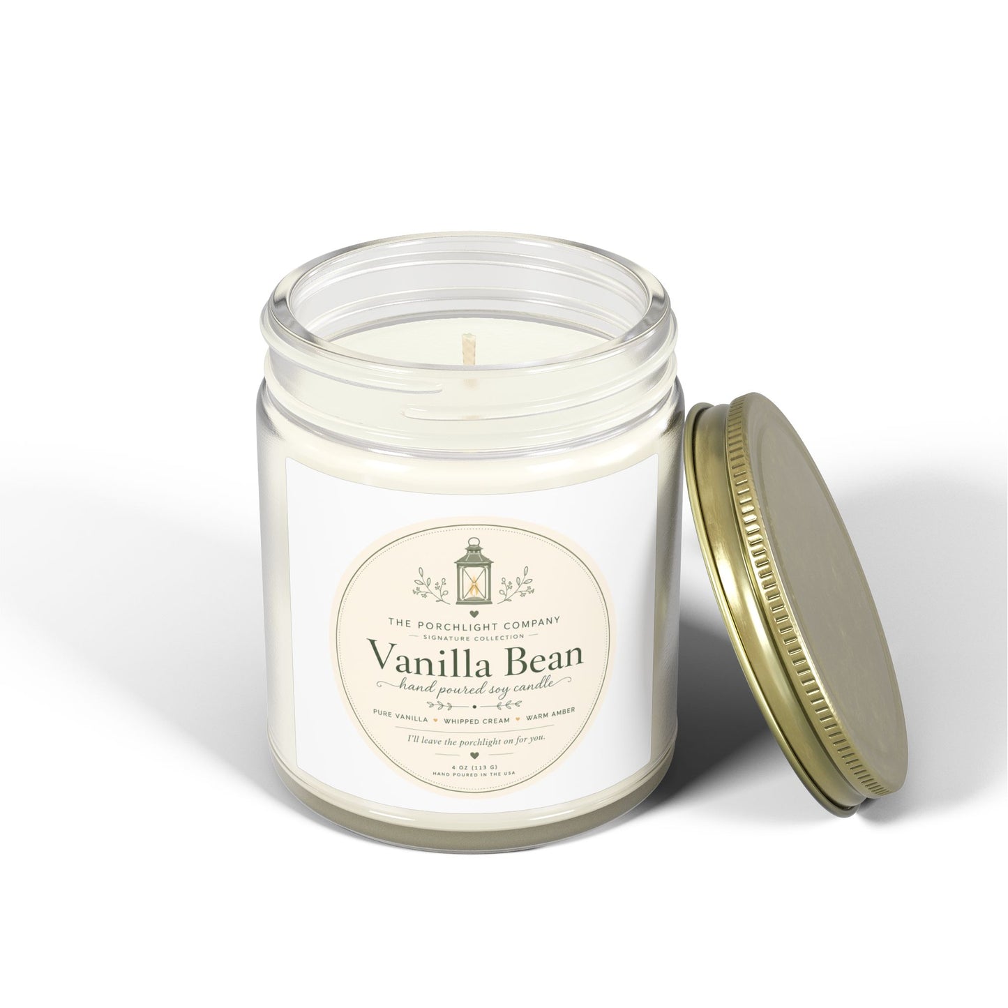Vanilla Bean Scented Candle — Coconut Apricot Wax (4oz & 9oz)