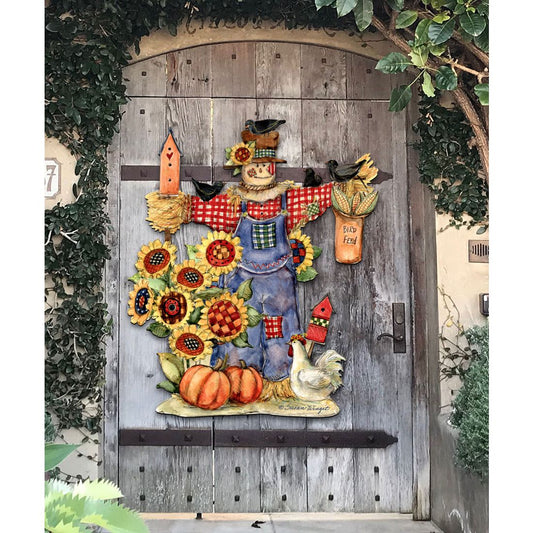 Fall Harvest Scarecrow Door Decor by Susan Winget - Thanksgiving Halloween Decor - 8471201H-SW-0