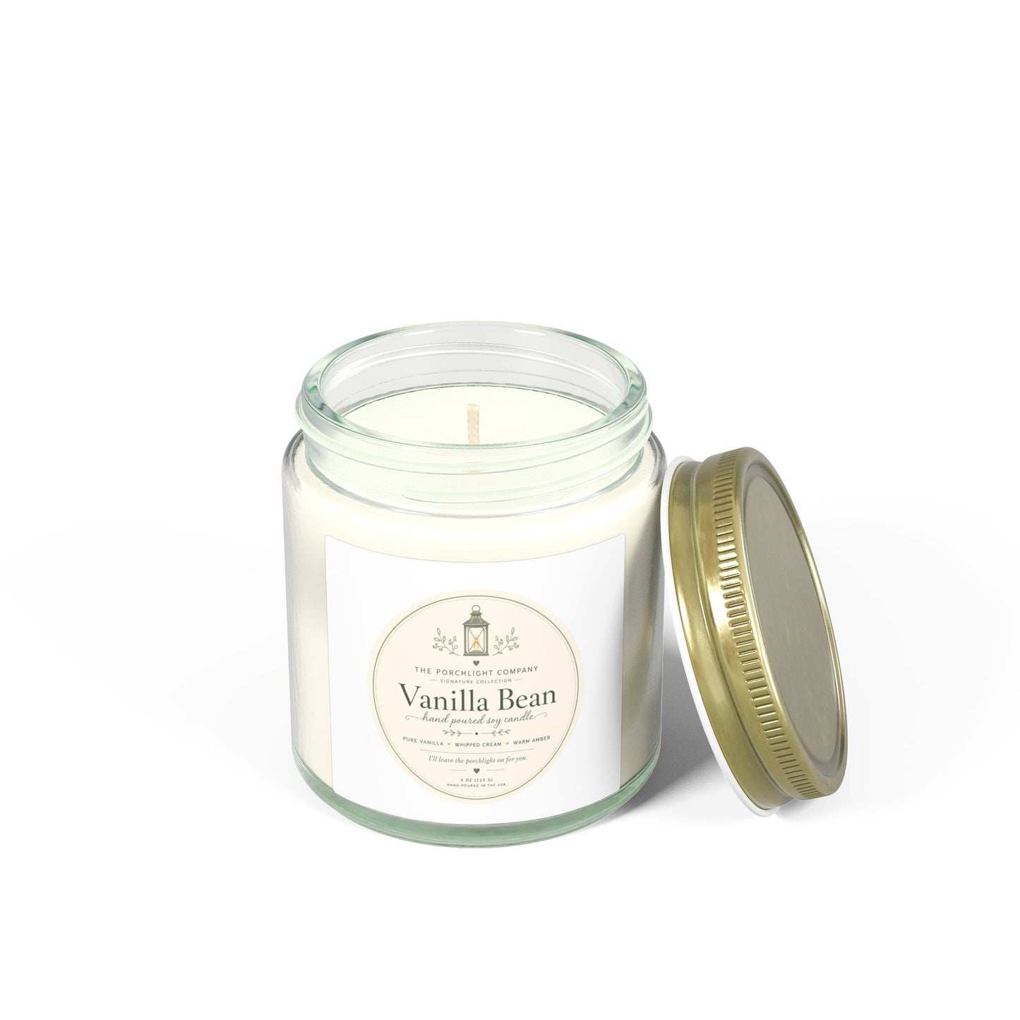 Vanilla Bean Scented Candle — Coconut Apricot Wax (4oz & 9oz)