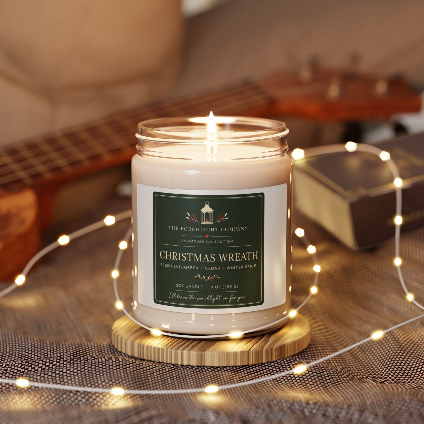 Christmas Wreath Soy Candle, 9oz