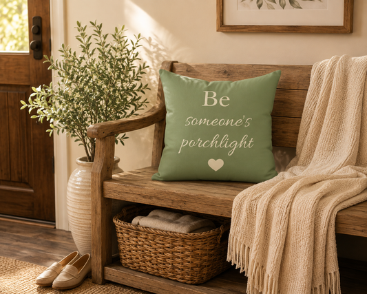 "Be Someone's Porchlight" Square Pillow
