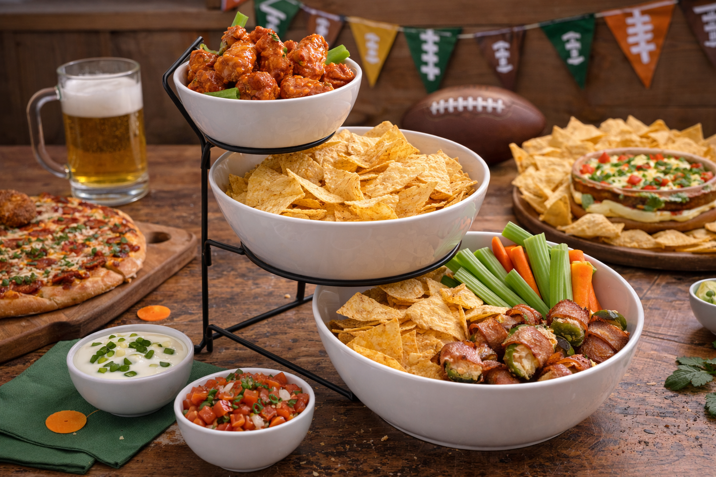 Gibson Elite Gracious Dining 3 Tier Bowl Server Set with Metal Stand