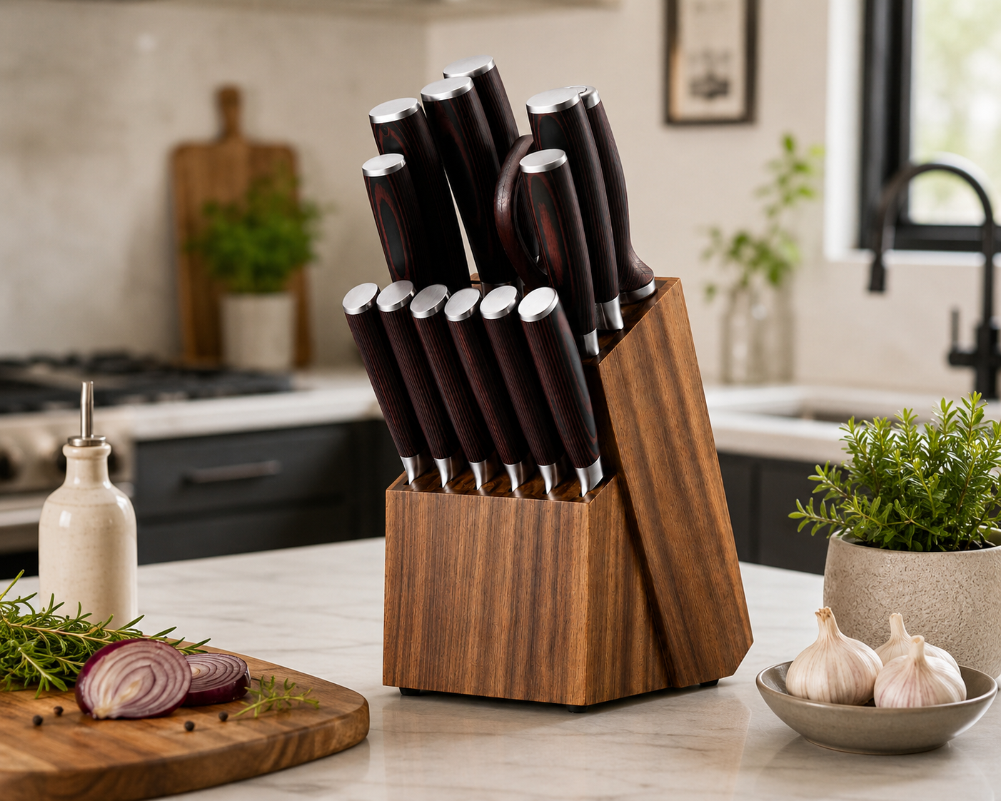 Professional 8-Piece Damascus Knife Block Set