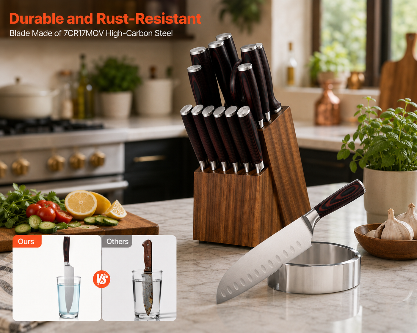 Professional 8-Piece Damascus Knife Block Set