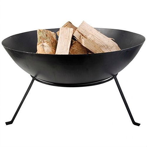 Black Cast Iron Fire Pit Bowl with Stand, 23-Inch