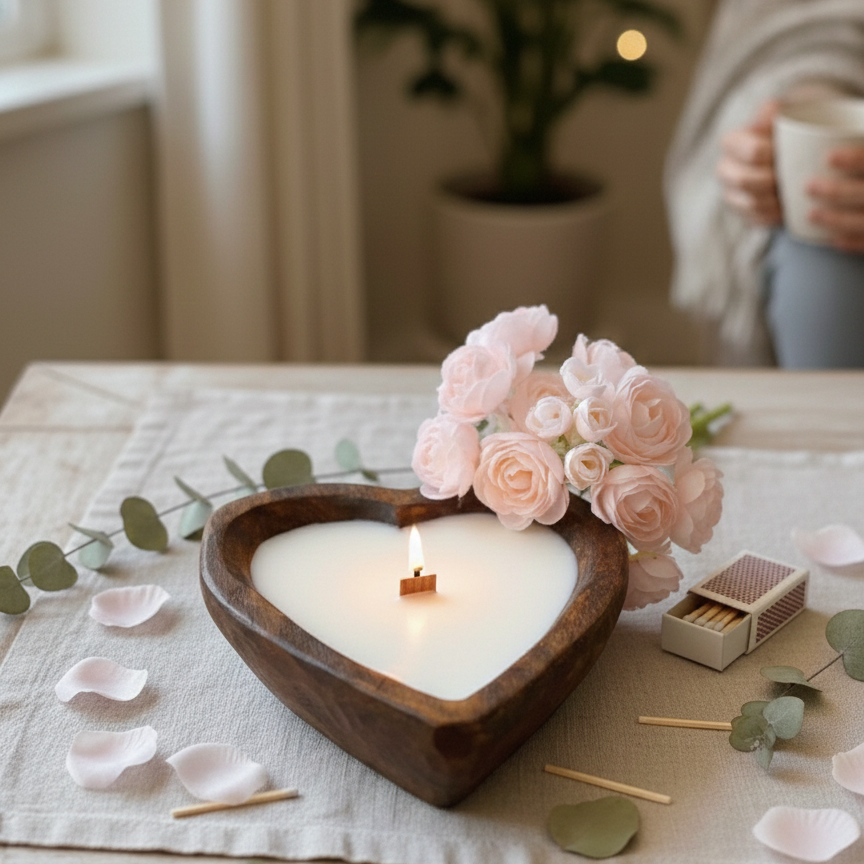 Dough Bowl Candle | Soy Wax Candle | Heart Bowl Candle
