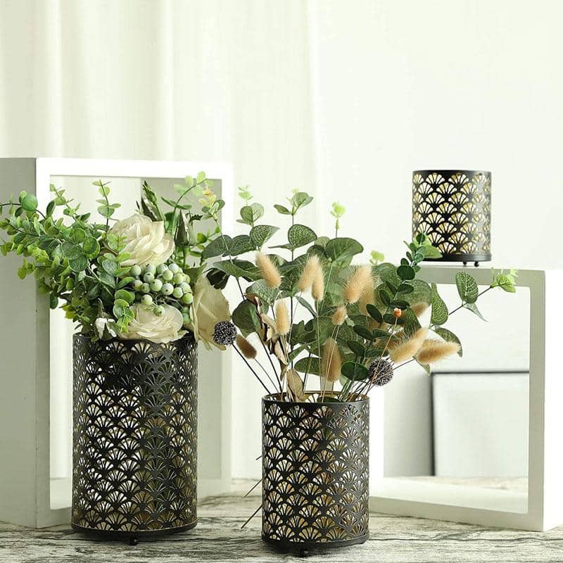 Metal Hurricane Candle Holders — Set of 3