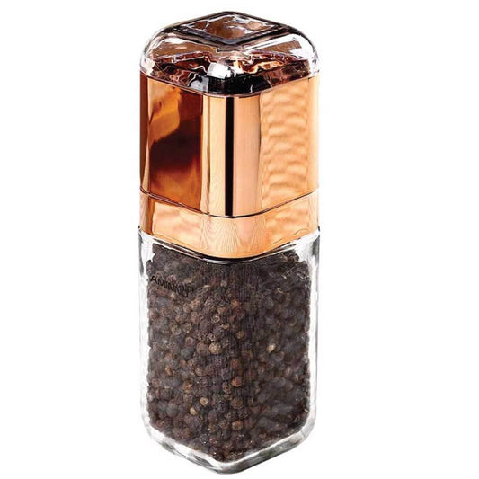 NNEDSZ Salt and Pepper Grinder - 180ml Glass Design + Rose Gold Bottle Manual Hand Mill