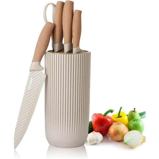 NNEDSZ 6-Piece Kitchen Knife Set Non-Stick Stainless Steel Blades with Universal Knife Block