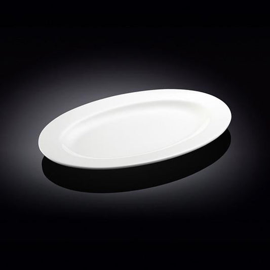 Set Of 3 Professional Rolled Rim White Oval Plate / Platter 12" inch |-1