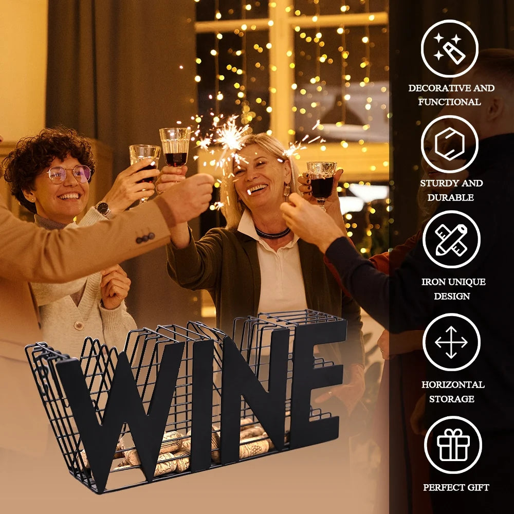"WINE" Metal Cork Holder — Countertop Keepsake Display