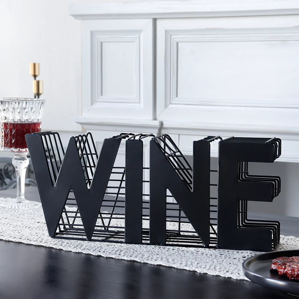 "WINE" Metal Cork Holder — Countertop Keepsake Display