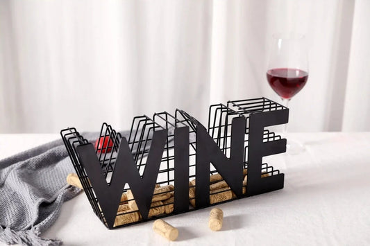 "WINE" Metal Cork Holder — Countertop Keepsake Display