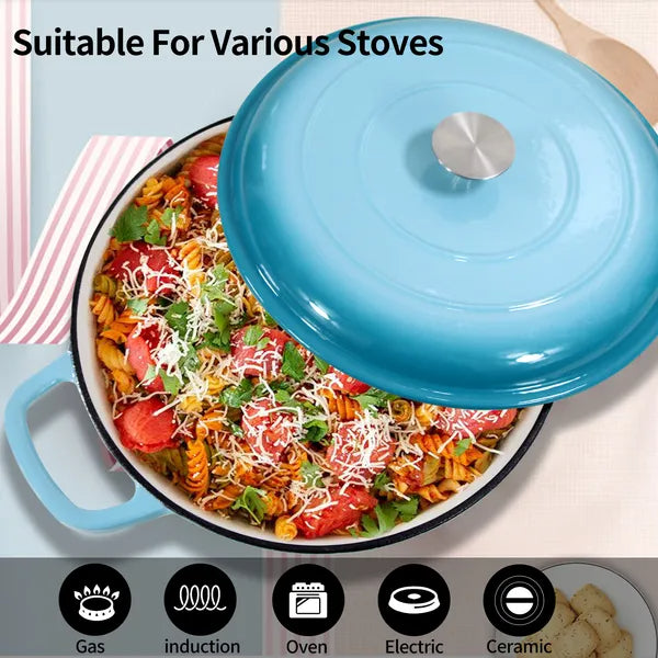 Enameled Cast Iron Dutch Oven, 3.8 Quart Dutch Oven Pot With Lid, Non Stick Cast Iron Pot, Round Oven Safe Up To, Use For Marinate, Cook, Bake And Serve