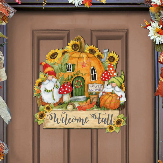 Fall Decor Harvest Welcome Sign Welcome Fall Cornucopia Door Decor Handmade Gift Autumn Porch Decor by Susan Winget - 8471209H-SW-0