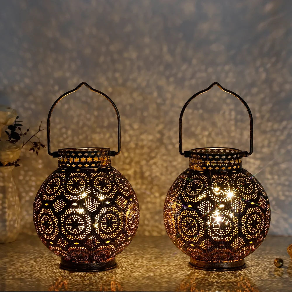 Moroccan Metal Table Lamp — Set of 2