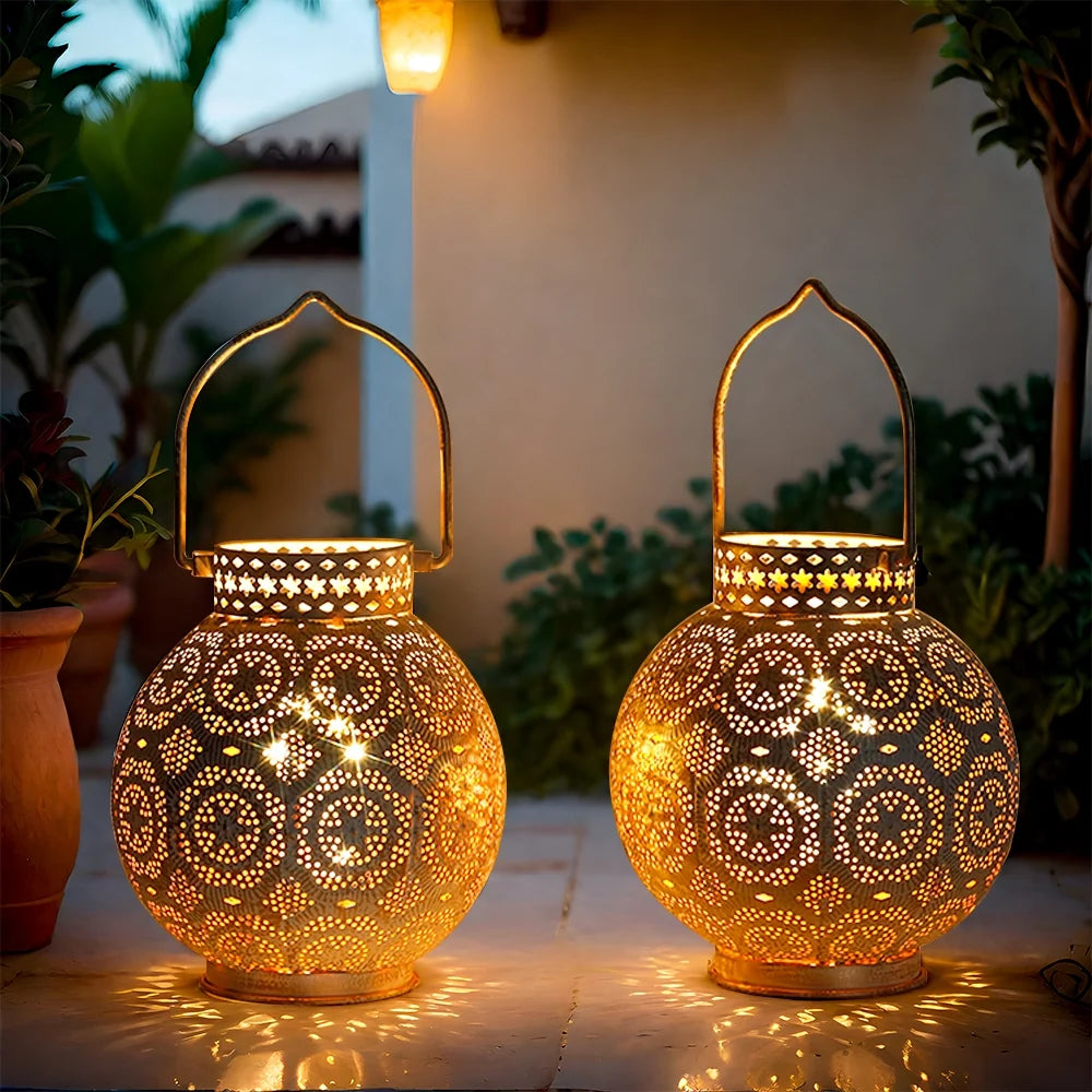 Moroccan Metal Table Lamp — Set of 2, White