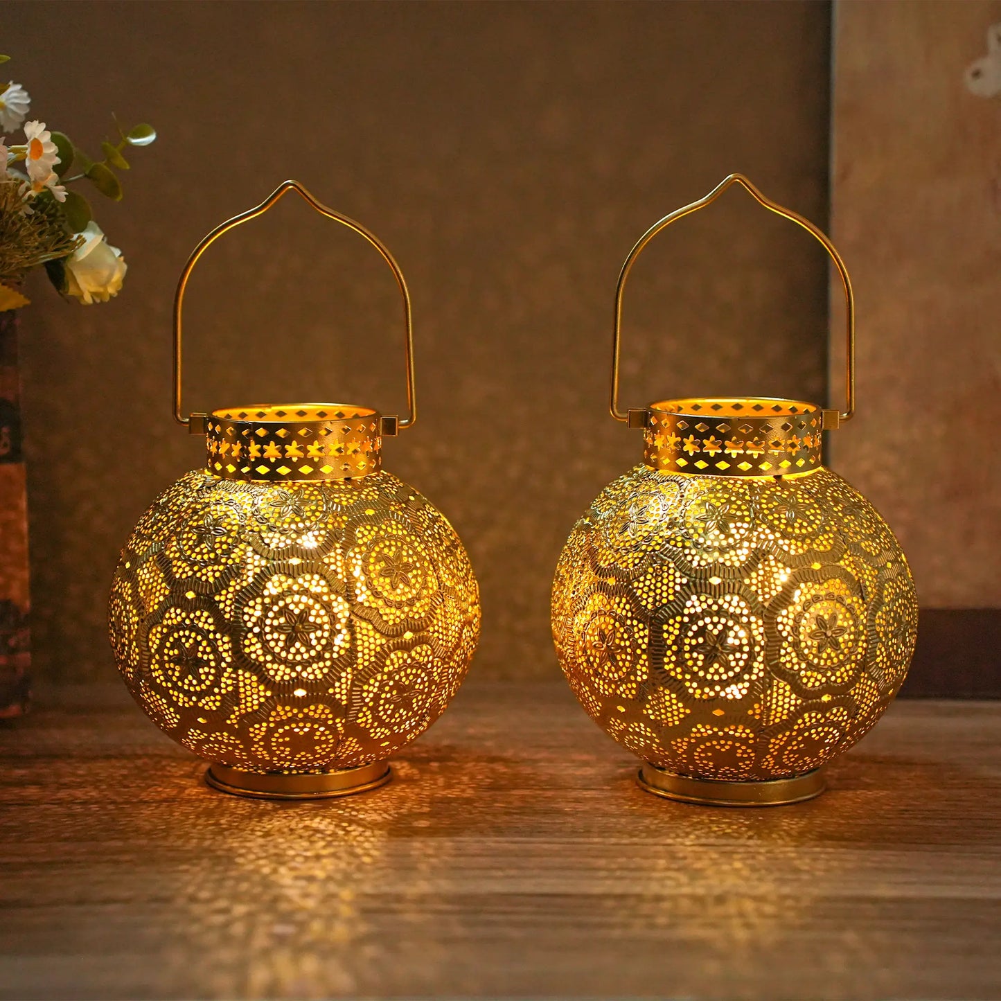 Moroccan Metal Table Lamp — Set of 2