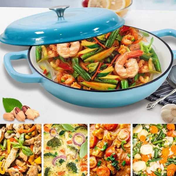 Enameled Cast Iron Dutch Oven, 3.8 Quart Dutch Oven Pot With Lid, Non Stick Cast Iron Pot, Round Oven Safe Up To, Use For Marinate, Cook, Bake And Serve
