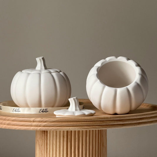 Handmade Jesmonite Pumpkin Jar: Autumn Fall Home Decor-0
