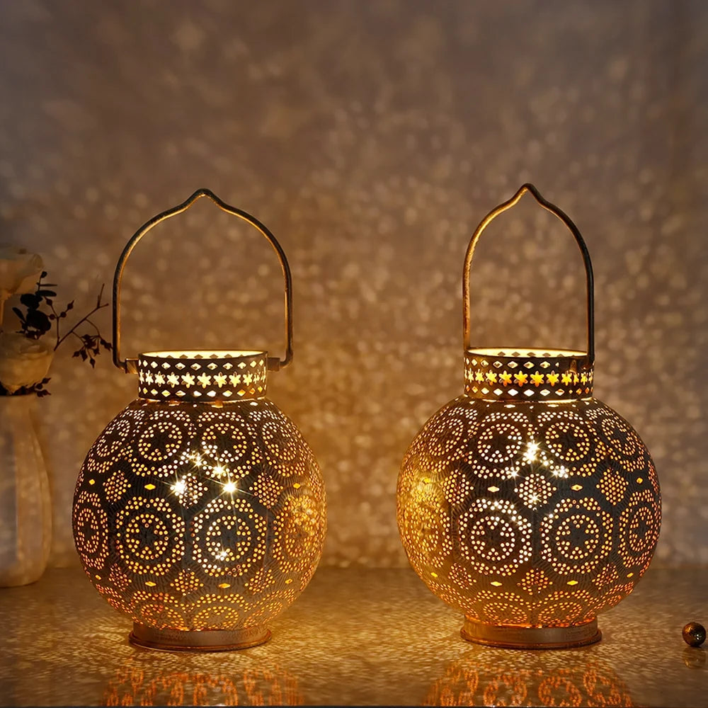 Moroccan Metal Table Lamp — Set of 2, White